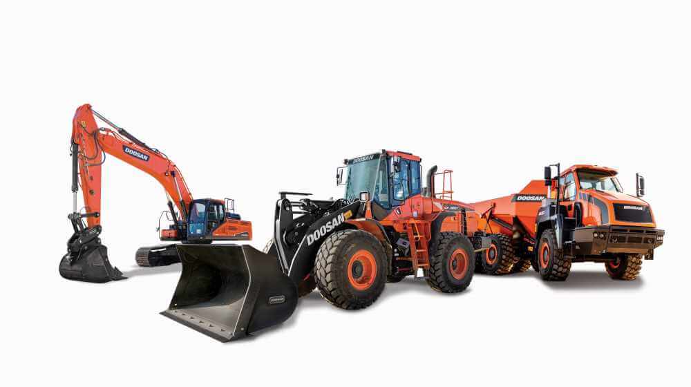 An array of Doosan construction equipment sold by my employer